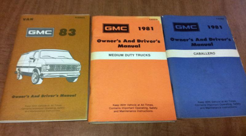 Lot of gmc manuals:1983 vans,1981 medium trucks, 1981 caballero