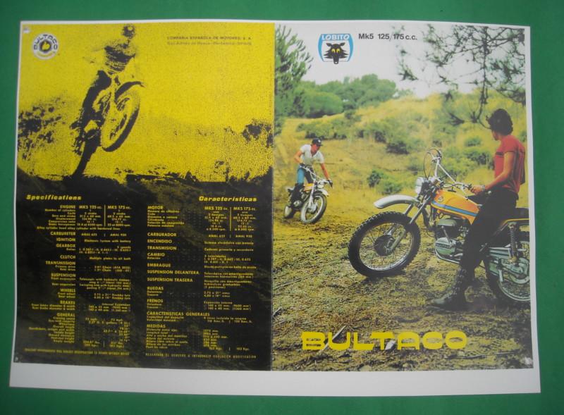 Bultaco lobito mk5, 125-175 cc, photocopy factory sales brochure, models 83-84m