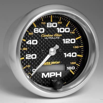 Autometer carbon fiber ultra-lite speedometer 0-160 mph 3 3/8" dia electrical