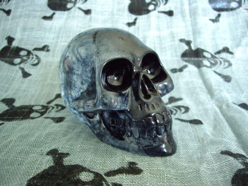 Diy black navy blue vein crystal skull big shift knob shifter lever handle clear