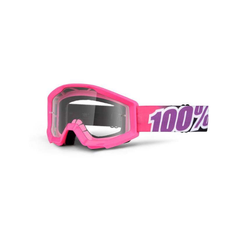 New 100% strata jr adult goggles, bubble gum, with clear lens