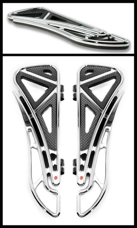 Battistinis wireframe floorboards driver chrome/black harley flhr 1993-2012