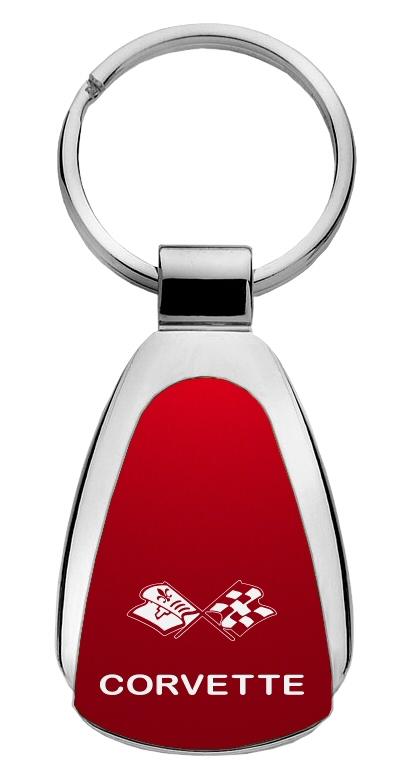 Chevrolet chevy corvette c3 red tear drop key chain ring tag logo lanyard