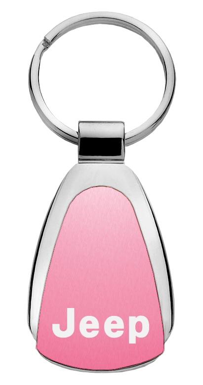 Jeep pink tear drop metal keychain car key ring tag key fob logo lanyard