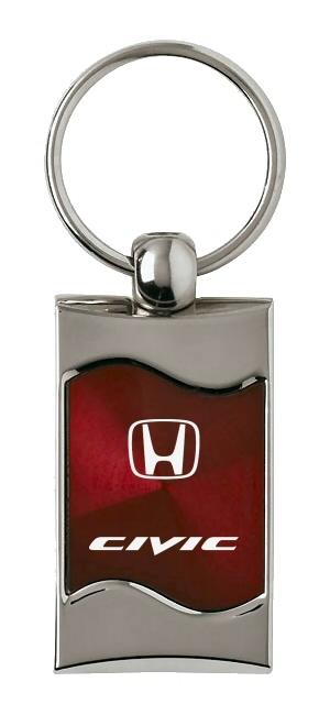 Honda civic burgundy rectangular wave key chain ring tag key fob logo lanyard