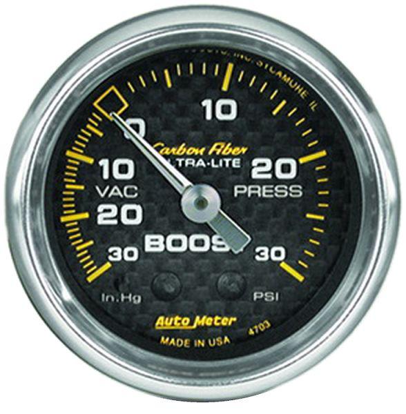 Auto meter 4703 carbon fiber 2 1/16" mechanical boost/vacuum gauge 30 psi