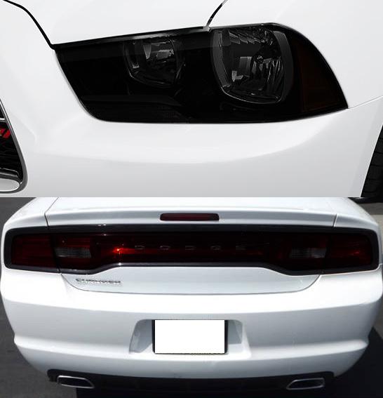 11-2013 dodge charger 6pieces taillight & headlight precut smoked tint overlays