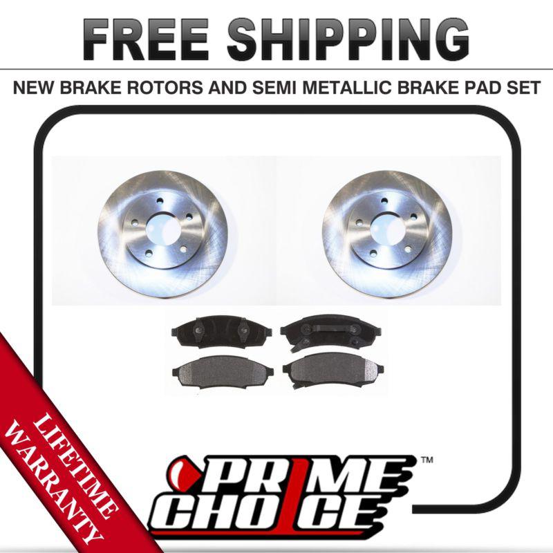 Front kit (2) brake rotors and (1 set) premium brake pads with lifetime warranty