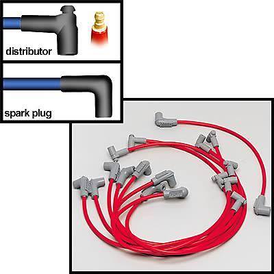 Msd spark plug wires spiral core 8.5mm red 90 deg boots chevy small block v8 set