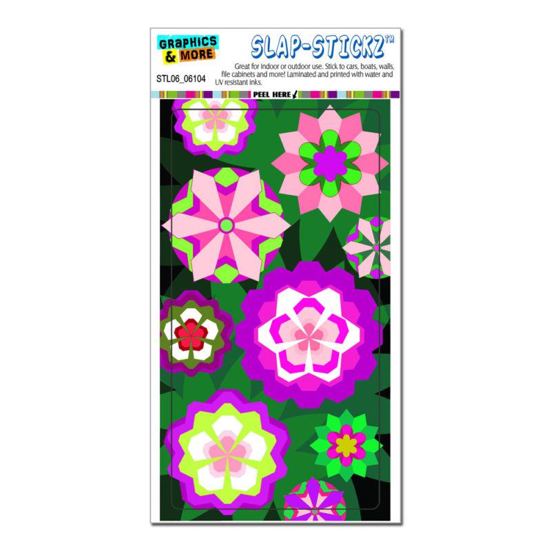 Geometric flowers magenta mint lime - floral - slap-stickz™ bumper sticker