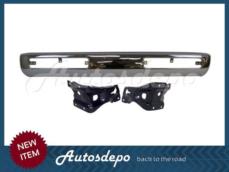 1996-1997 nissan hardbody pickup 4wd front bumper face bar chrome bracket 3 pcs