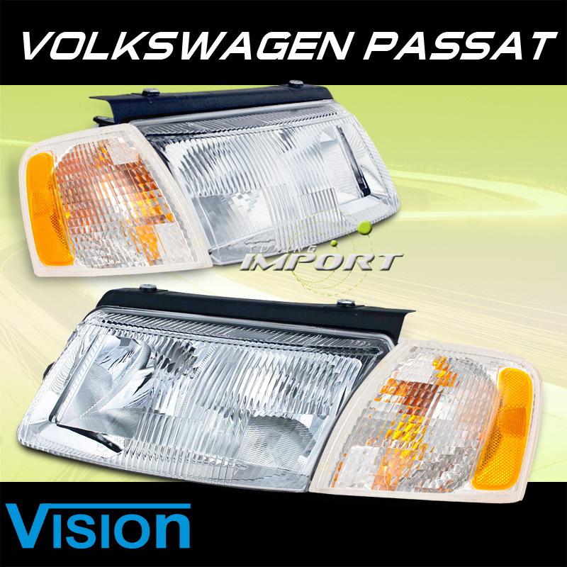 Base/4 motion/glx/gls/tdi new replacement headlight w/white lens corner