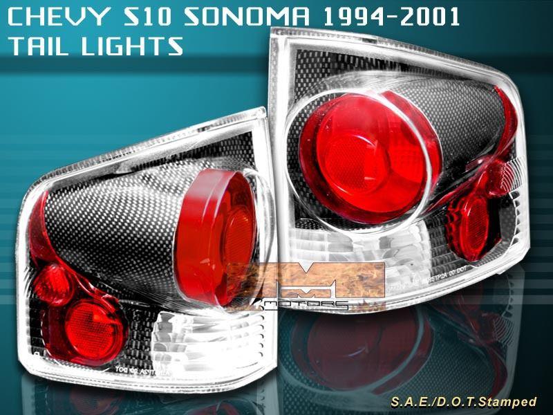 94-04 chevy s10 gmc sonoma tail lights carbon 3d 01 00 99 98 97