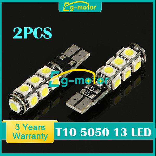 New 2 x t10 white 13 smd 5050 canbus error free car led smd light interior bulb