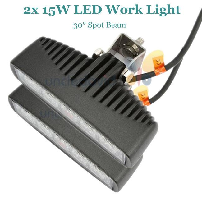 2x 15w led offroad work lamp pencil beam spot light for atv suv jeep truck 4wd