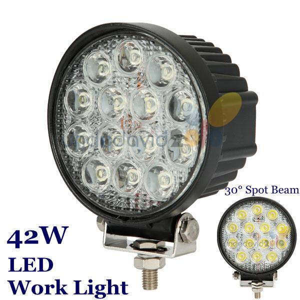 42w round led work light flood driving lamp offroad ute atv jeep suv 4wd 4x4