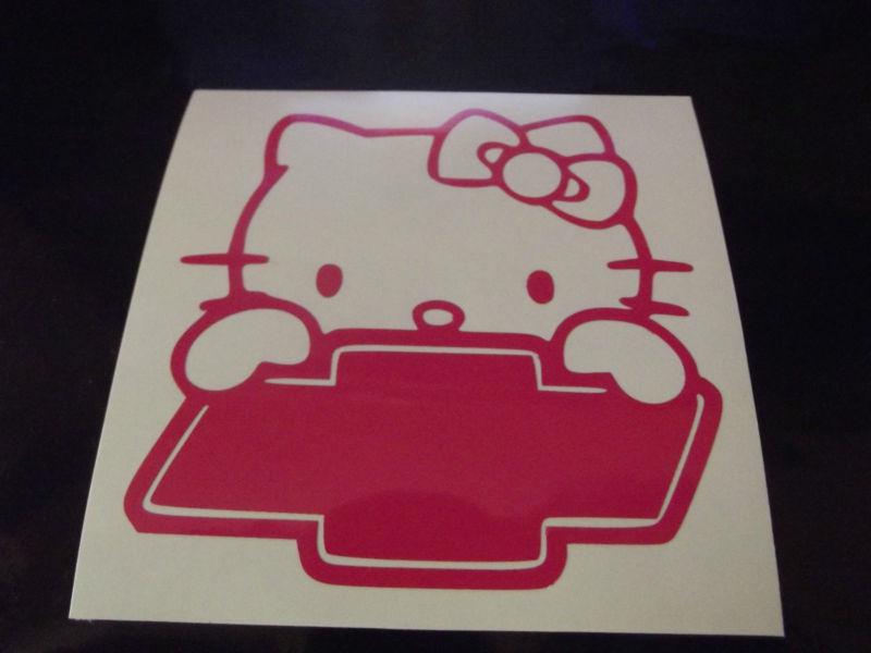 Hello kitty chevrolet logo car window  decal sticker (pink) 