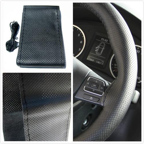 Perforation hole black soft wrap cover diy pvc leather steering wheel wra02_b