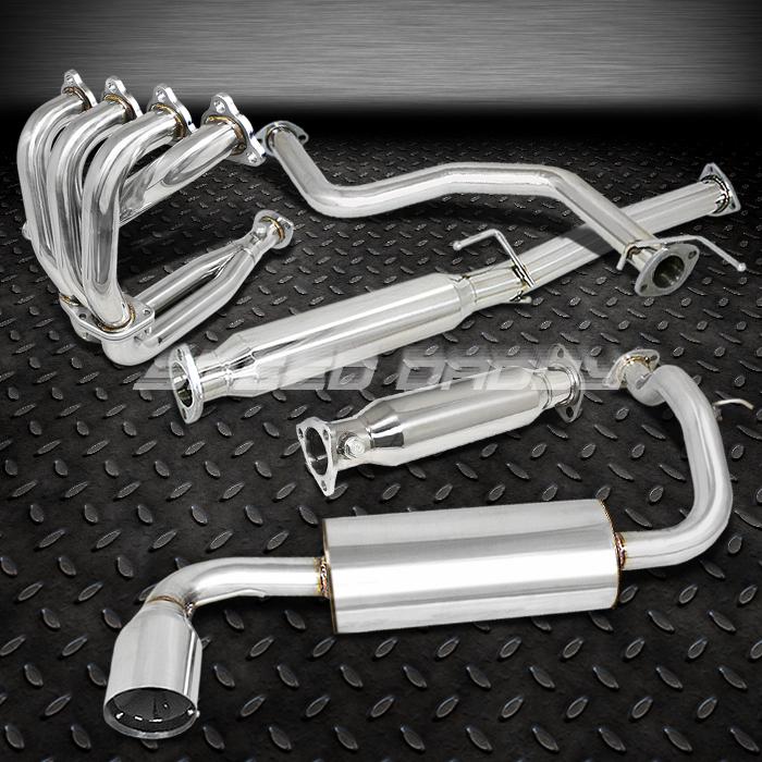 4.5" muffler tip racing catback+header+piping exhaust system 88-91 civic ed 3dr