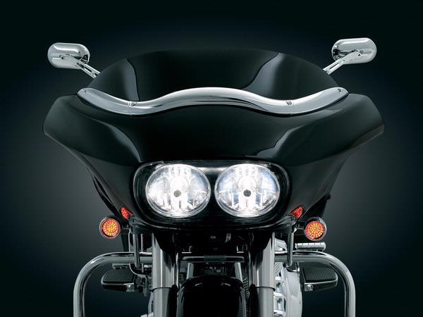 Kuryakyn 1370 chrome windshield trim for 1998-2013 harley road glide models