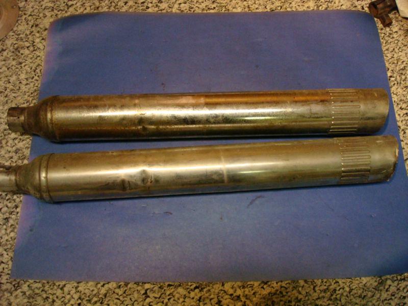 Harley panhead shovelhead dual exhaust original seamed mufflers vintage