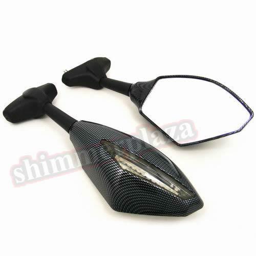 Carbon led turn signals side mirror for yamaha fzr yzf 600 r6 r6s r1 fz1 fazer