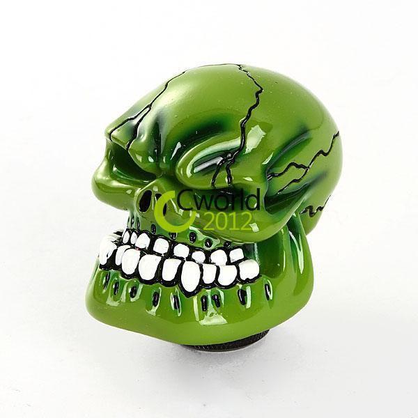 Universal shiny green custom human skull stick shift gear shifter knob car truck