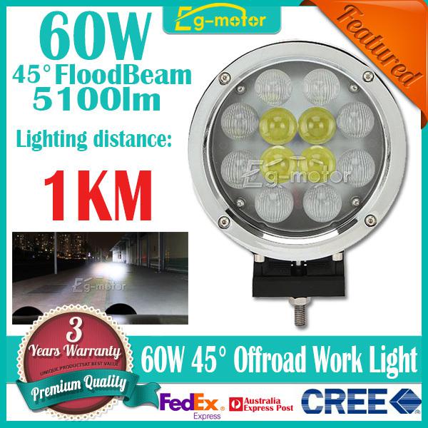 60w 5100lm cree 45° flood beam led work light off-road 4x4 4wd car truck suv