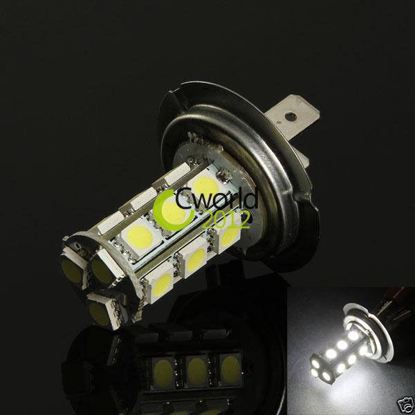 12v h7 led bulbs white 18-smd 5050 drl fog driving parking light headlight lamp