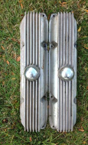 Early chrysler polished aluminum finned valve covers original vintage cal custom