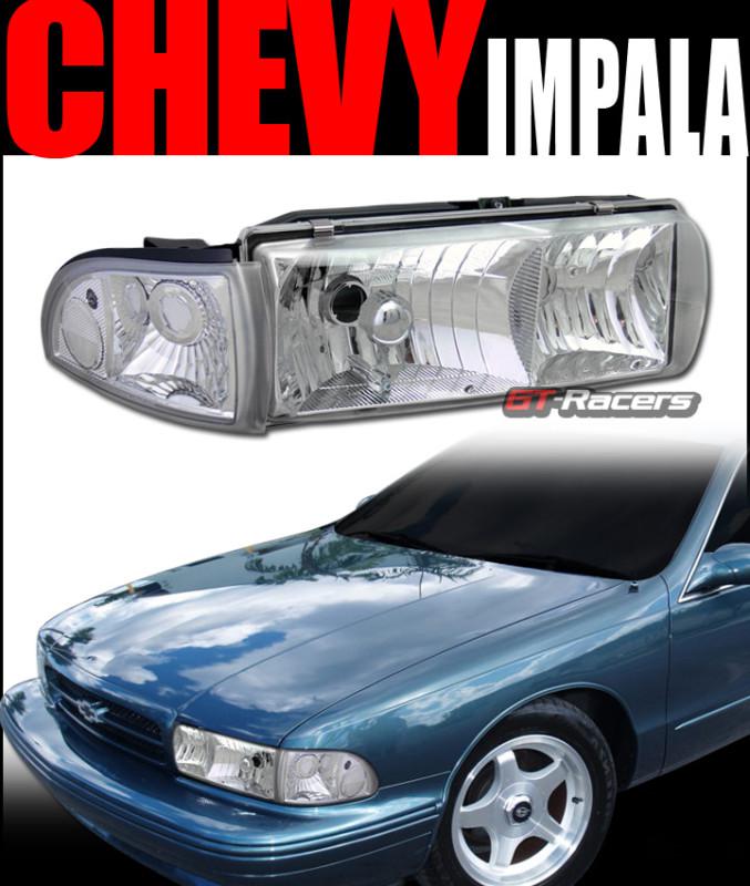 Crystal clear head lights lamps signal parking corner 91-96 chevy impala/caprice