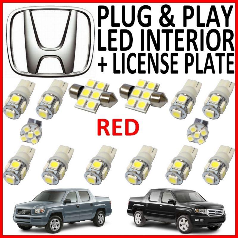 14x red led lights interior package kit for 2006-2013 honda ridgeline hr1r