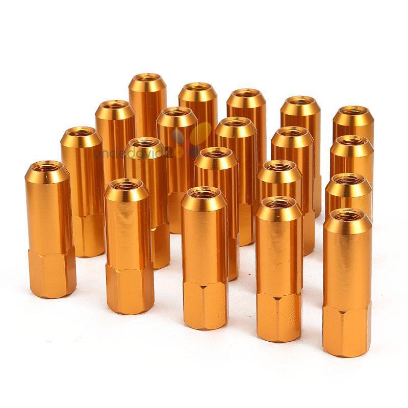 20pcs m12x1.5 60mm golden aluminum extended tuner wheel lug nut for wheel rims