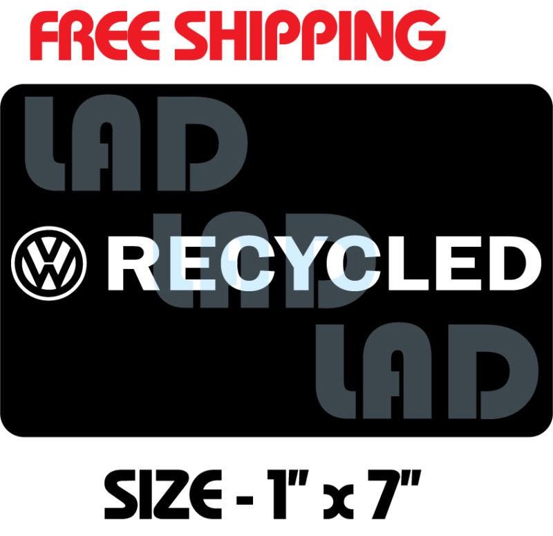 1- vw recycled vinyl decal sticker 1" x 7" white bug bus beatle ghia fastback 