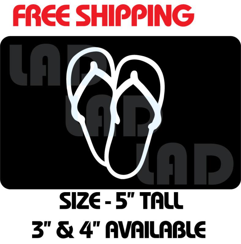 Sandals/ flip flops vinyl decal sticker 5" tall white vw honda accura jdm ford