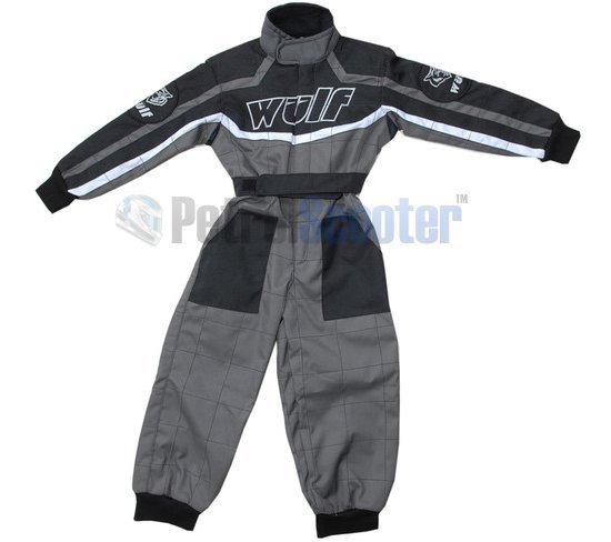 Wulfsport 1 piece grey race suit overal 7 - 9 quad pit pocket minimoto bike