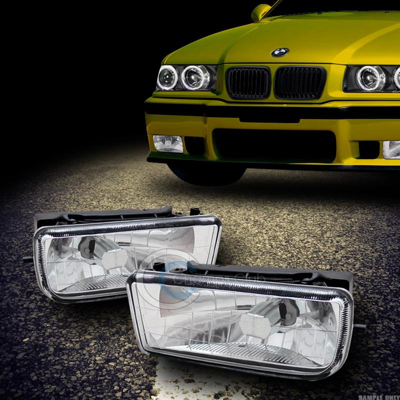 Euro chrome clear front bumper driving fog lights lamps 92-98 bmw e36 3-series