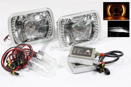 7x6 h6014/h6052/h6054 led yellow projector housings+6000k 35w bi-xenon hid combo