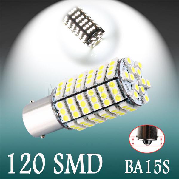 1156 ba15s 120 smd pure white tail brake turn signal led light bulb lamp