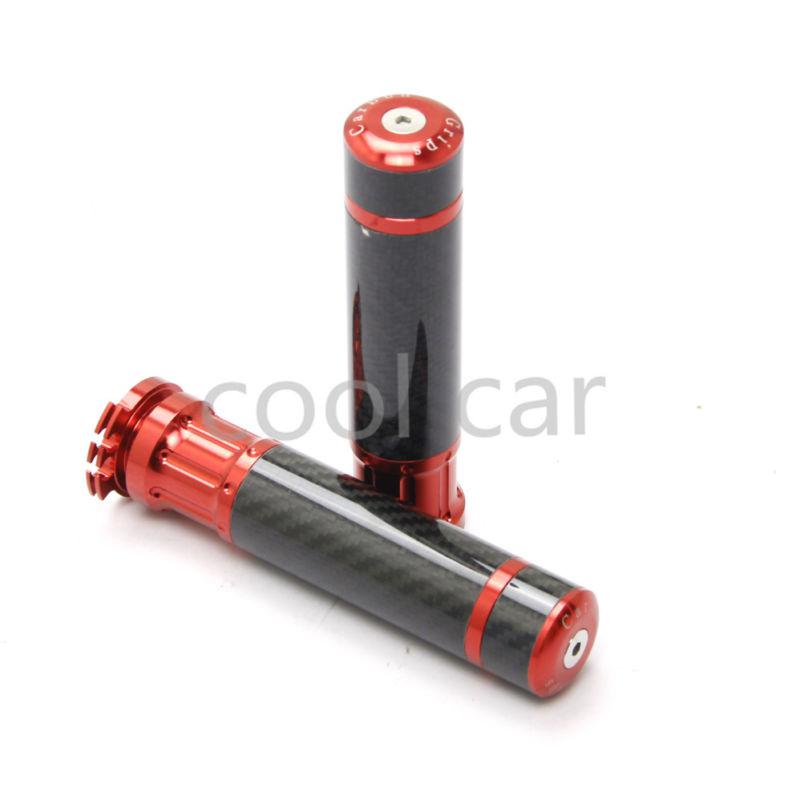 Red universal carbon 7/8" handlebar handle grips honda cbr 600rr 1000rr 900rr