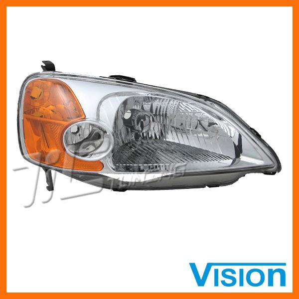 01-03 honda civic 4dr lx ex dx passenger rh side head light lamp assembly new 02