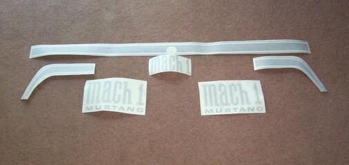 71-72 mach 1 trunk stripe and letters kit, black