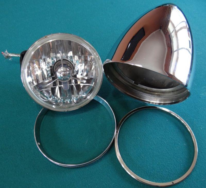 Billet chrome visor 5 3/4" halogen headlight*