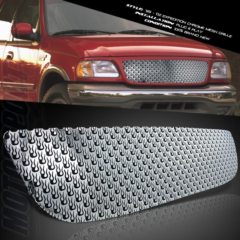 1999-2003 ford f150 pickup truck fire flame chrome mesh front upper grille xlt 