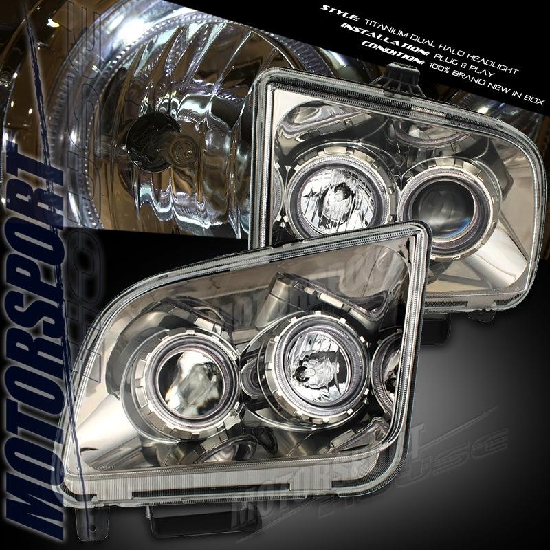 05 06 07 08 ford mustang titanium 2dr base gt halo projector headlights lamps 