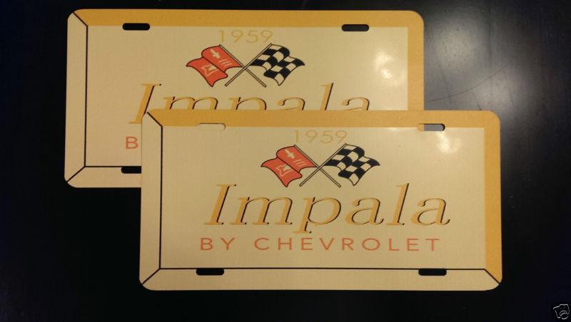 1959 chevrolet impala dealer promo showroom license plate set