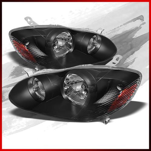 03-08 toyota corolla sport jdm black amber crystal headlights lamps pair set