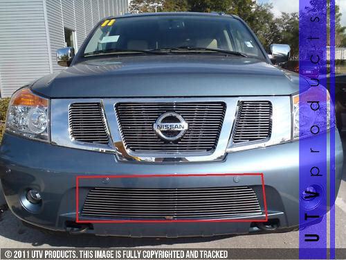 2008 2009 2010 2011 nissan armada 1pc bumper chrome billet grille kit