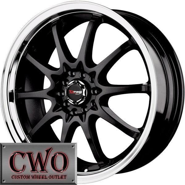 16 black drag dr-9 wheels rims 5x100/5x114.3 5 lug eclipse altima jetta maxima