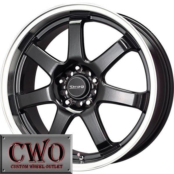 17 black drag dr-35 wheels rims 4x100/4x114.3 4 lug civic integra versa mini g5